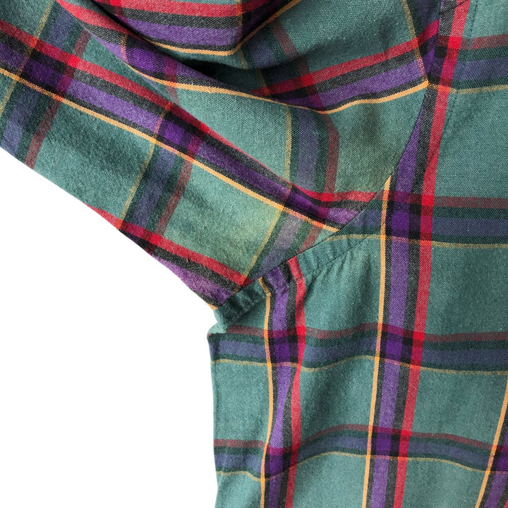 Vintage LLBean long-sleeved button-down check shirt from the 1980'S to 1990s, made in the USA, men's size XL cotton green type Vintage Second Hand