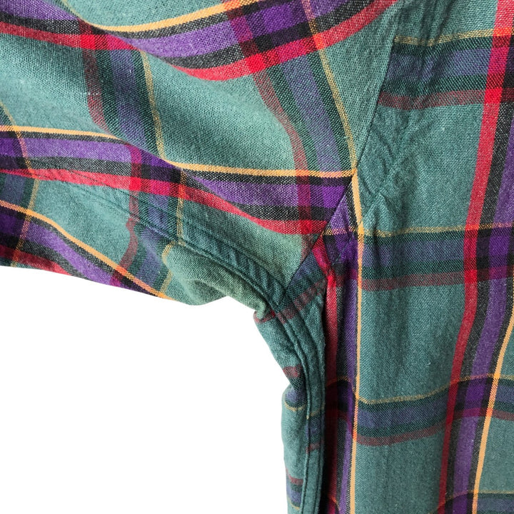 Vintage LLBean long-sleeved button-down check shirt from the 1980'S to 1990s, made in the USA, men's size XL cotton green type Vintage Second Hand