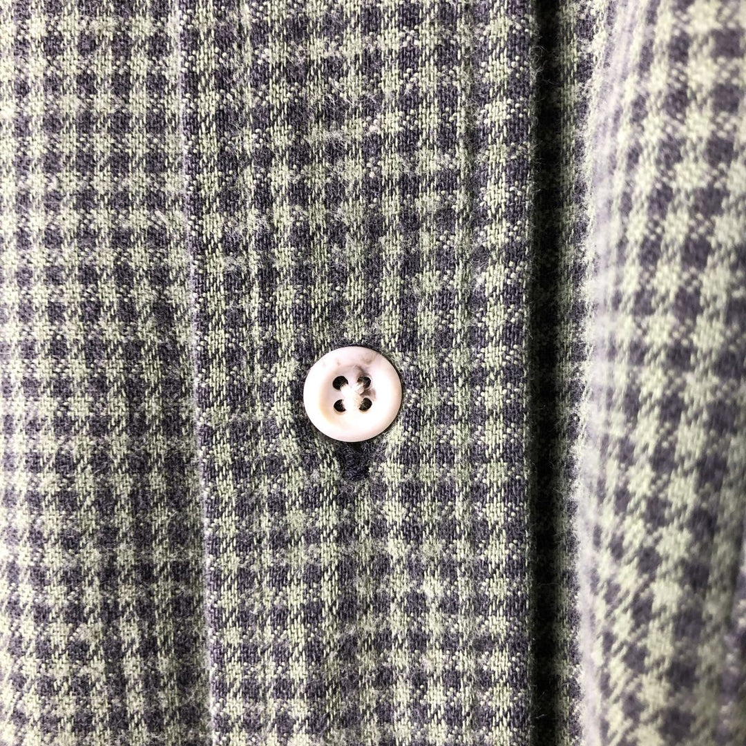 Vintage LLBean 80s-90'S Gingham Check Long Sleeve Cotton Check Shirt, Made in USA, Men's XL cotton Khaki type Vintage Second Hand