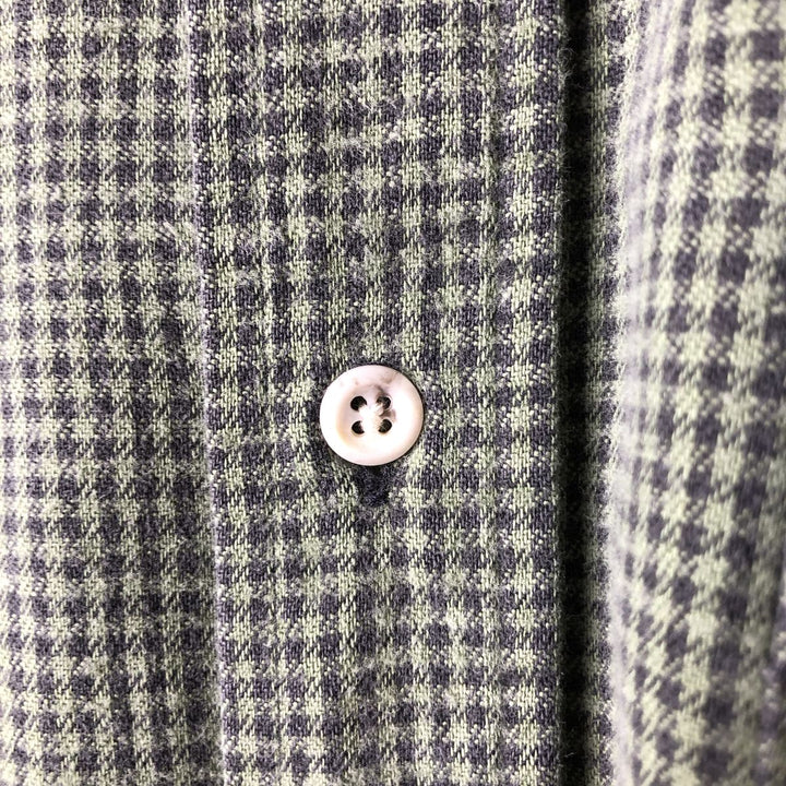 Vintage LLBean 80s-90'S Gingham Check Long Sleeve Cotton Check Shirt, Made in USA, Men's XL cotton Khaki type Vintage Second Hand