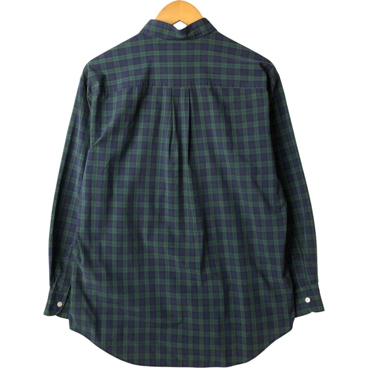 Vintage LLBean long-sleeved button-down check shirt from the 1980'S to 1990s, size L, men's. cotton green type Vintage Second Hand