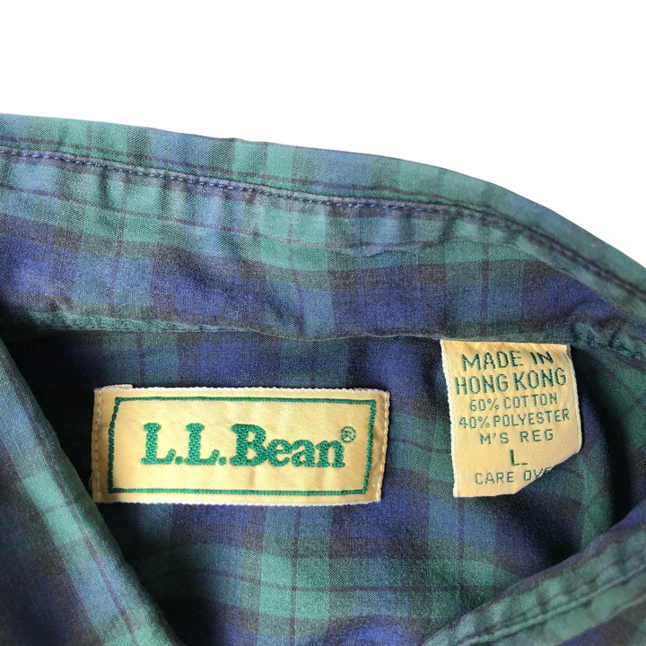 Vintage LLBean long-sleeved button-down check shirt from the 1980'S to 1990s, size L, men's. cotton green type Vintage Second Hand