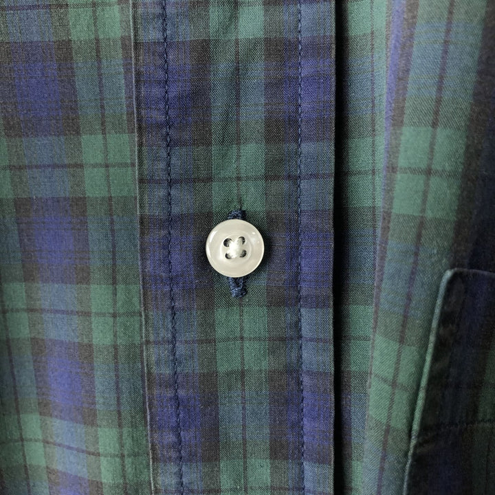 Vintage LLBean long-sleeved button-down check shirt from the 1980'S to 1990s, size L, men's. cotton green type Vintage Second Hand