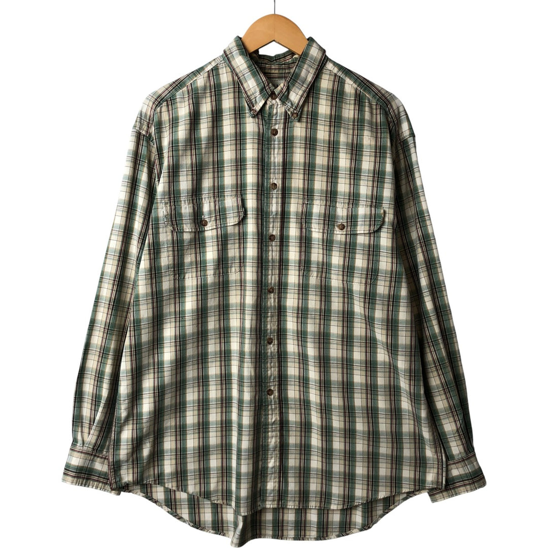 90'S GAP Vintage Long Sleeve Button-Down Check Shirt, Men's Size L cotton Beige type Vintage Second Hand