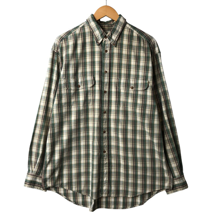 90'S GAP Vintage Long Sleeve Button-Down Check Shirt, Men's Size L cotton Beige type Vintage Second Hand