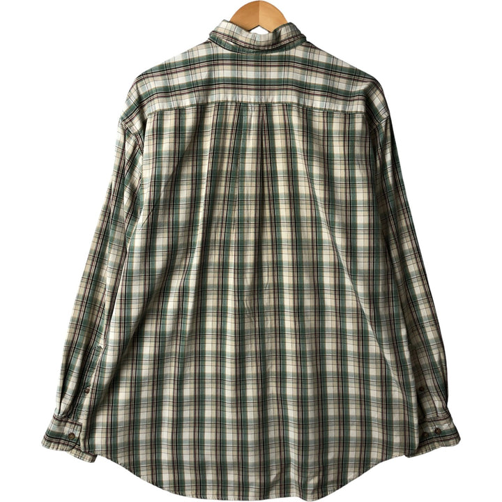 90'S GAP Vintage Long Sleeve Button-Down Check Shirt, Men's Size L cotton Beige type Vintage Second Hand