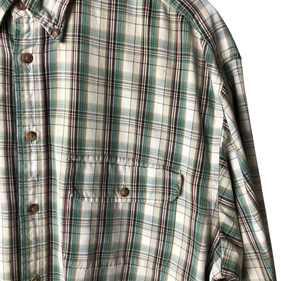 90'S GAP Vintage Long Sleeve Button-Down Check Shirt, Men's Size L cotton Beige type Vintage Second Hand