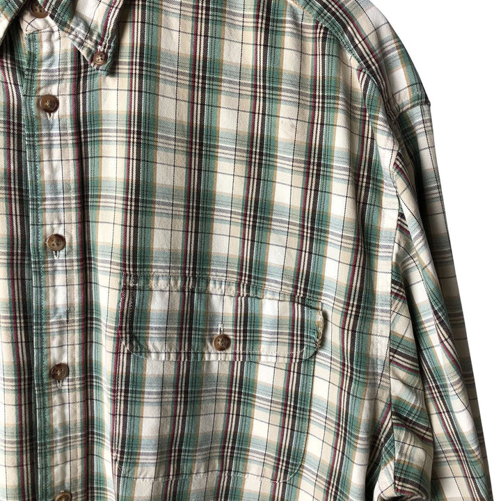 90'S GAP Vintage Long Sleeve Button-Down Check Shirt, Men's Size L cotton Beige type Vintage Second Hand