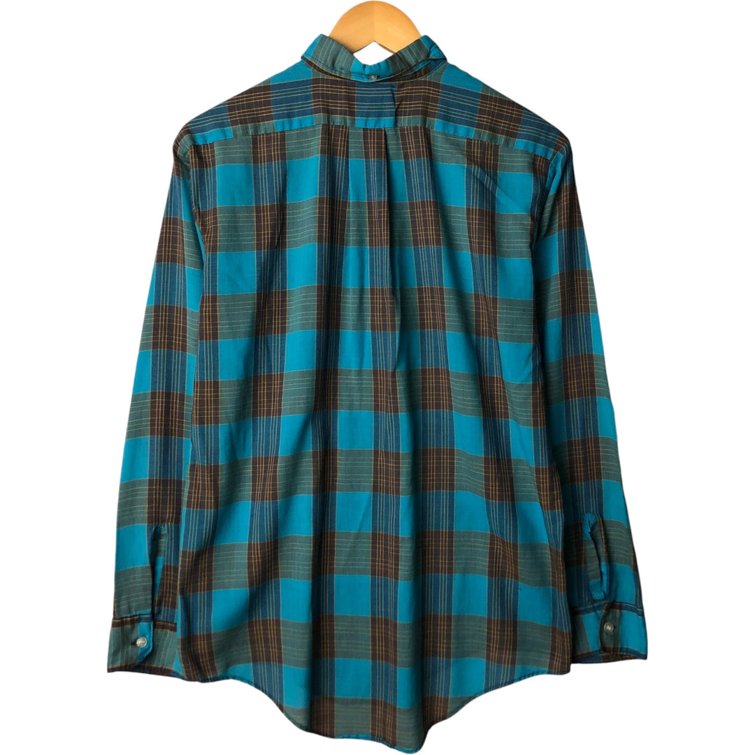 Vintage Royal Coach long-sleeved button-down check shirt, size M, from the 1970s polyester Blue type light blue Vintage Second Hand