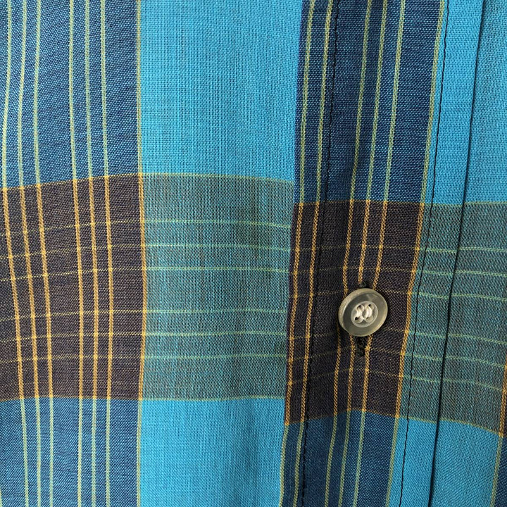 Vintage Royal Coach long-sleeved button-down check shirt, size M, from the 1970s polyester Blue type light blue Vintage Second Hand