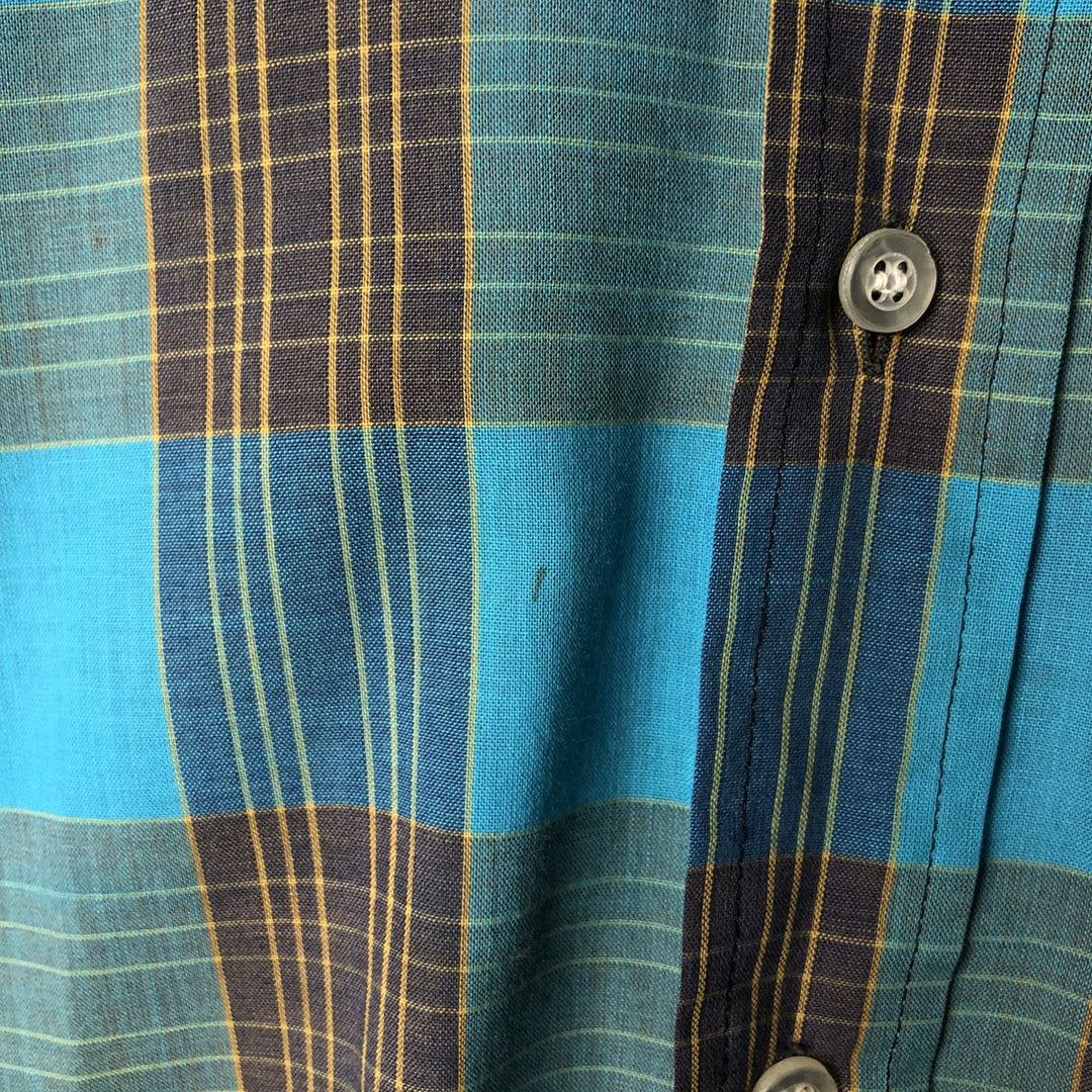 Vintage Royal Coach long-sleeved button-down check shirt, size M, from the 1970s polyester Blue type light blue Vintage Second Hand