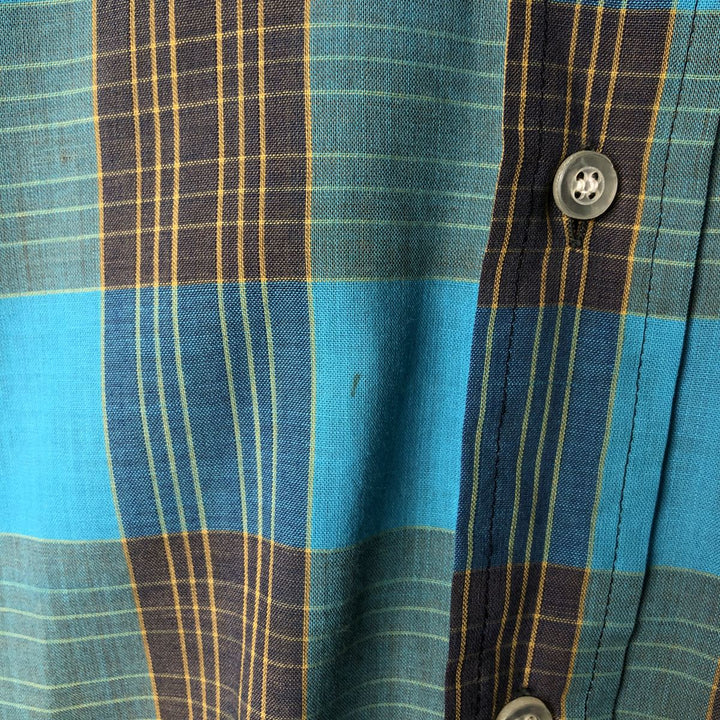 Vintage Royal Coach long-sleeved button-down check shirt, size M, from the 1970s polyester Blue type light blue Vintage Second Hand