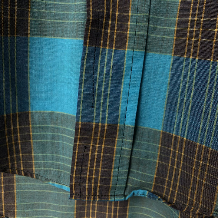 Vintage Royal Coach long-sleeved button-down check shirt, size M, from the 1970s polyester Blue type light blue Vintage Second Hand