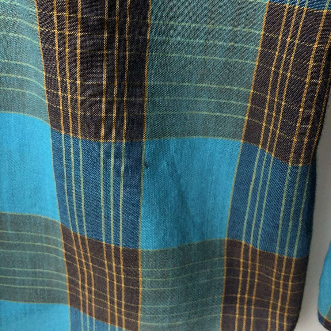 Vintage Royal Coach long-sleeved button-down check shirt, size M, from the 1970s polyester Blue type light blue Vintage Second Hand