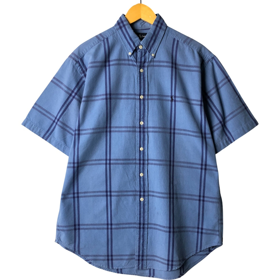 Ralph Lauren BLAKE short sleeve button down check shirt, men's size M cotton blue type Vintage Second Hand