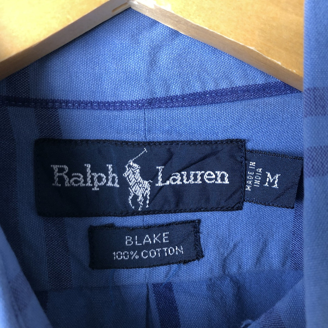 Ralph Lauren BLAKE short sleeve button down check shirt, men's size M cotton blue type Vintage Second Hand