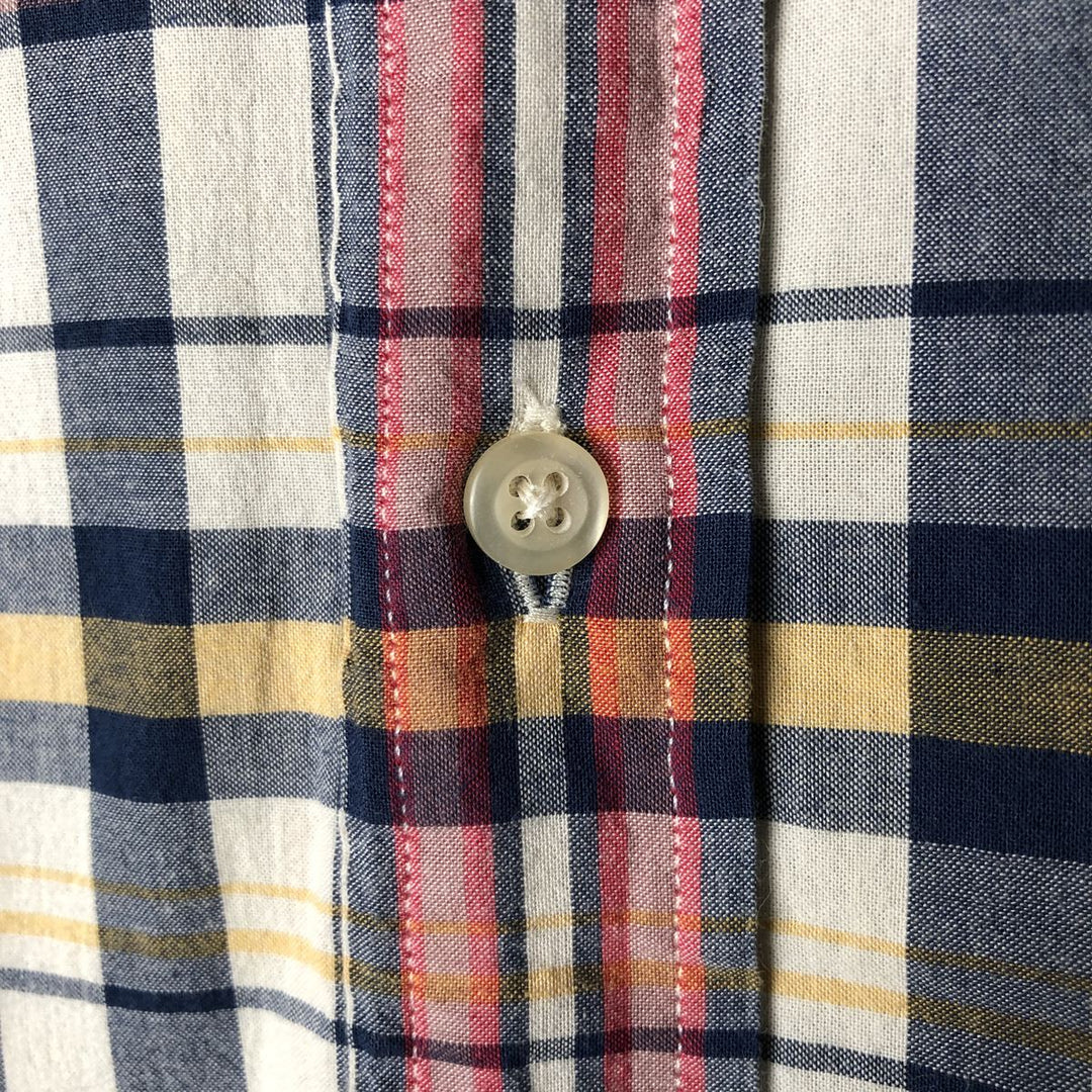 Ralph Lauren Madras Check Short Sleeve Button Down Check Shirt Men's XL cotton navy blue type Vintage Second Hand