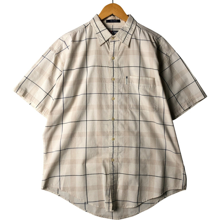 Ralph Lauren CHAPS Men's Short Sleeve Check Shirt, Size L cotton Beige type Vintage Second Hand
