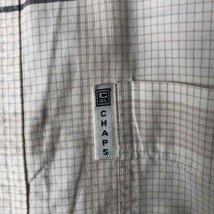 Ralph Lauren CHAPS Men's Short Sleeve Check Shirt, Size L cotton Beige type Vintage Second Hand