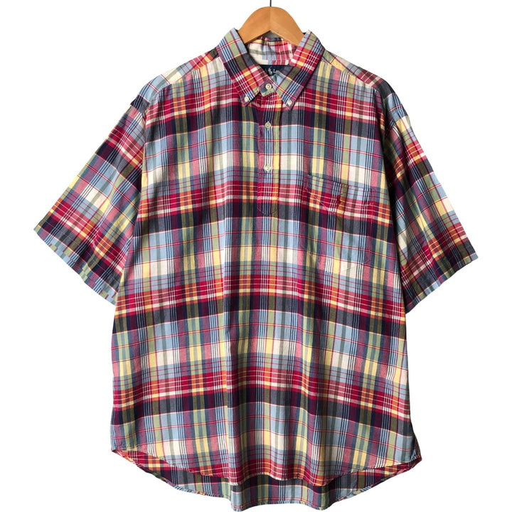Ralph Lauren PURCELL Madras Check Short Sleeve Button-Down Check Shirt, Men's XL cotton pink type Vintage Second Hand