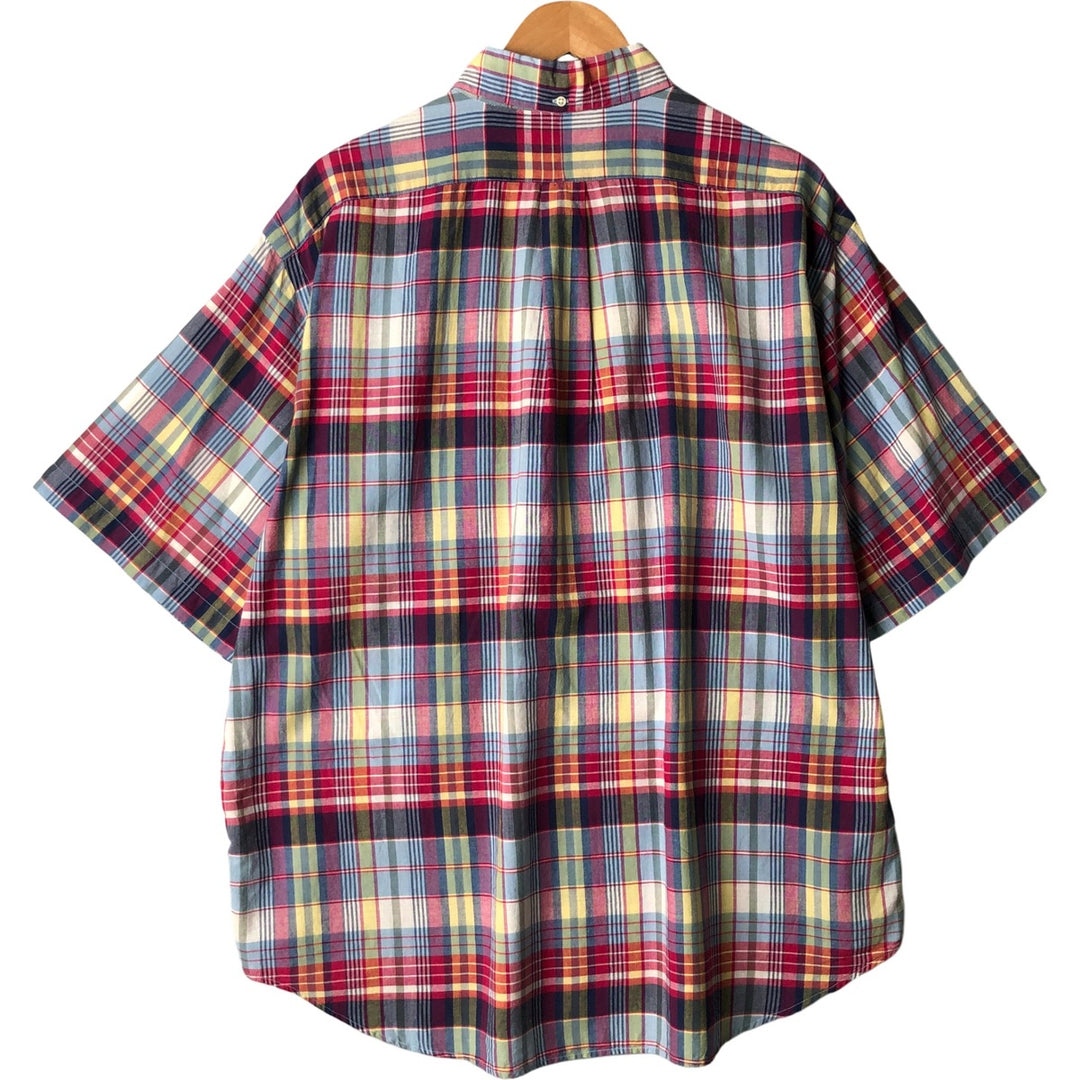 Ralph Lauren PURCELL Madras Check Short Sleeve Button-Down Check Shirt, Men's XL cotton pink type Vintage Second Hand