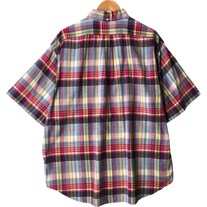 Ralph Lauren PURCELL Madras Check Short Sleeve Button-Down Check Shirt, Men's XL cotton pink type Vintage Second Hand