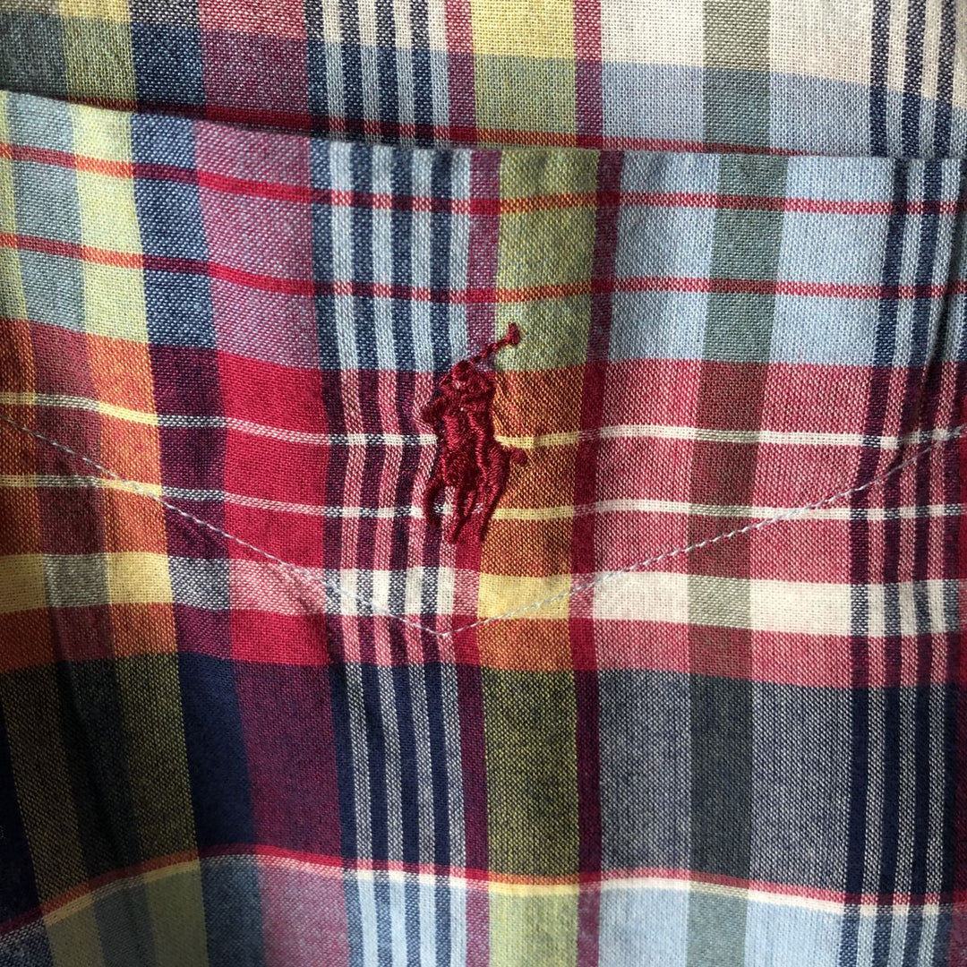Ralph Lauren PURCELL Madras Check Short Sleeve Button-Down Check Shirt, Men's XL cotton pink type Vintage Second Hand