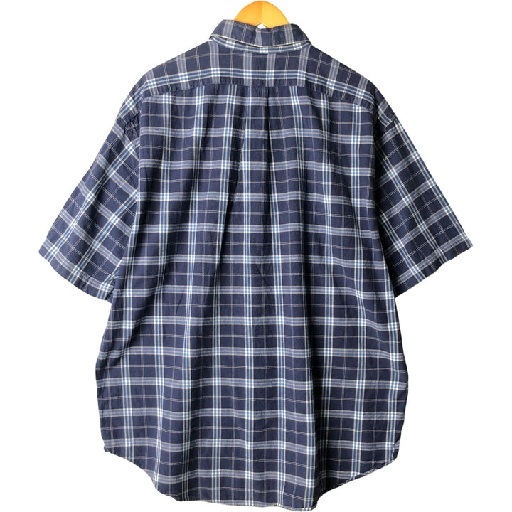 Ralph Lauren BLAIRE short sleeve button down check shirt men's XL size cotton navy blue type Vintage Second Hand