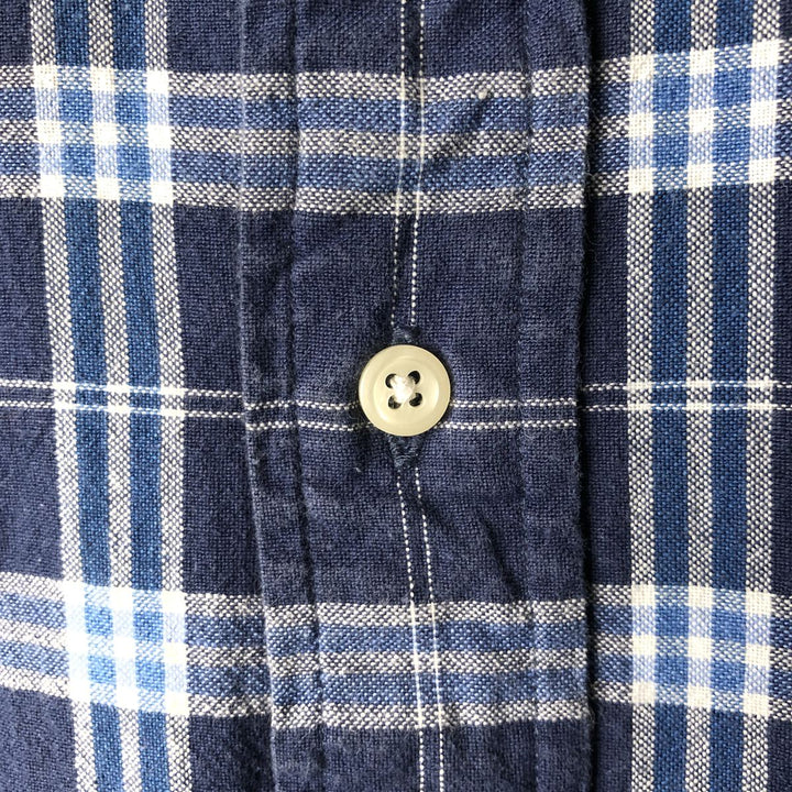 Ralph Lauren BLAIRE short sleeve button down check shirt men's XL size cotton navy blue type Vintage Second Hand