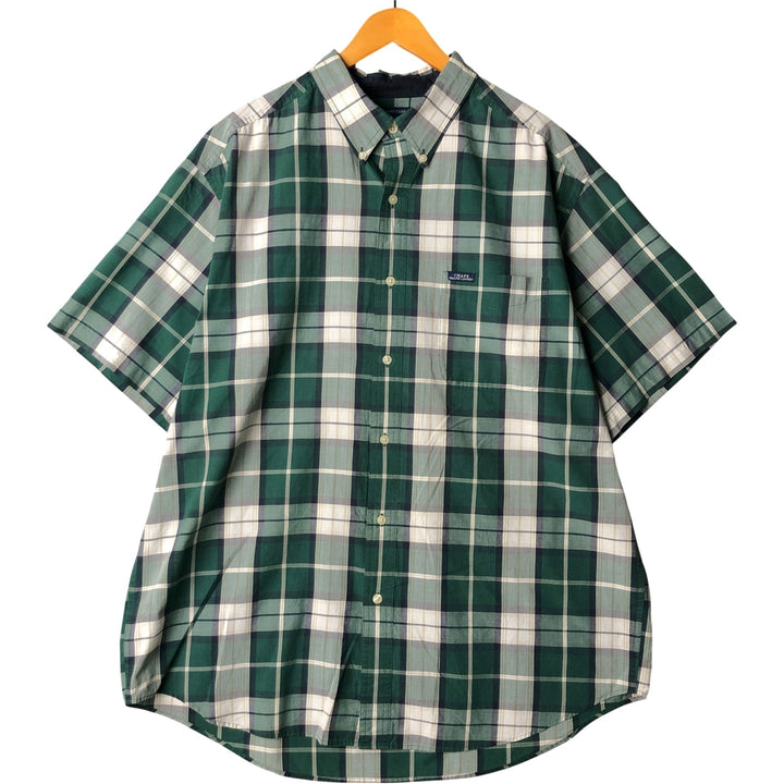 Ralph Lauren CHAPS short sleeve button down check shirt men's XL size cotton green type Vintage Second Hand