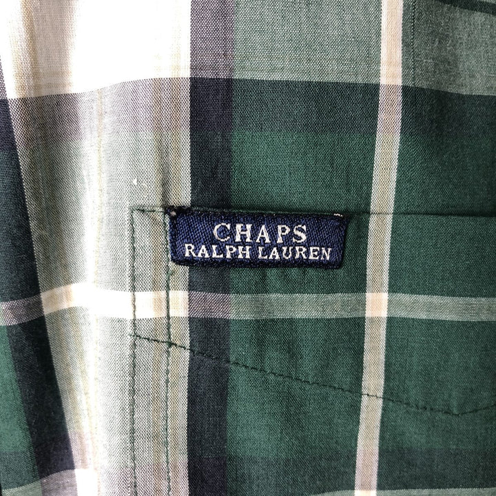 Ralph Lauren CHAPS short sleeve button down check shirt men's XL size cotton green type Vintage Second Hand