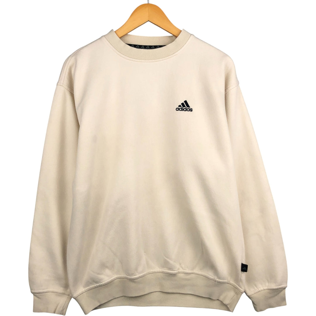 2000'S Adidas One-Point Logo Sweatshirt, Men's Size Medium cotton Beige type Vintage Second Hand