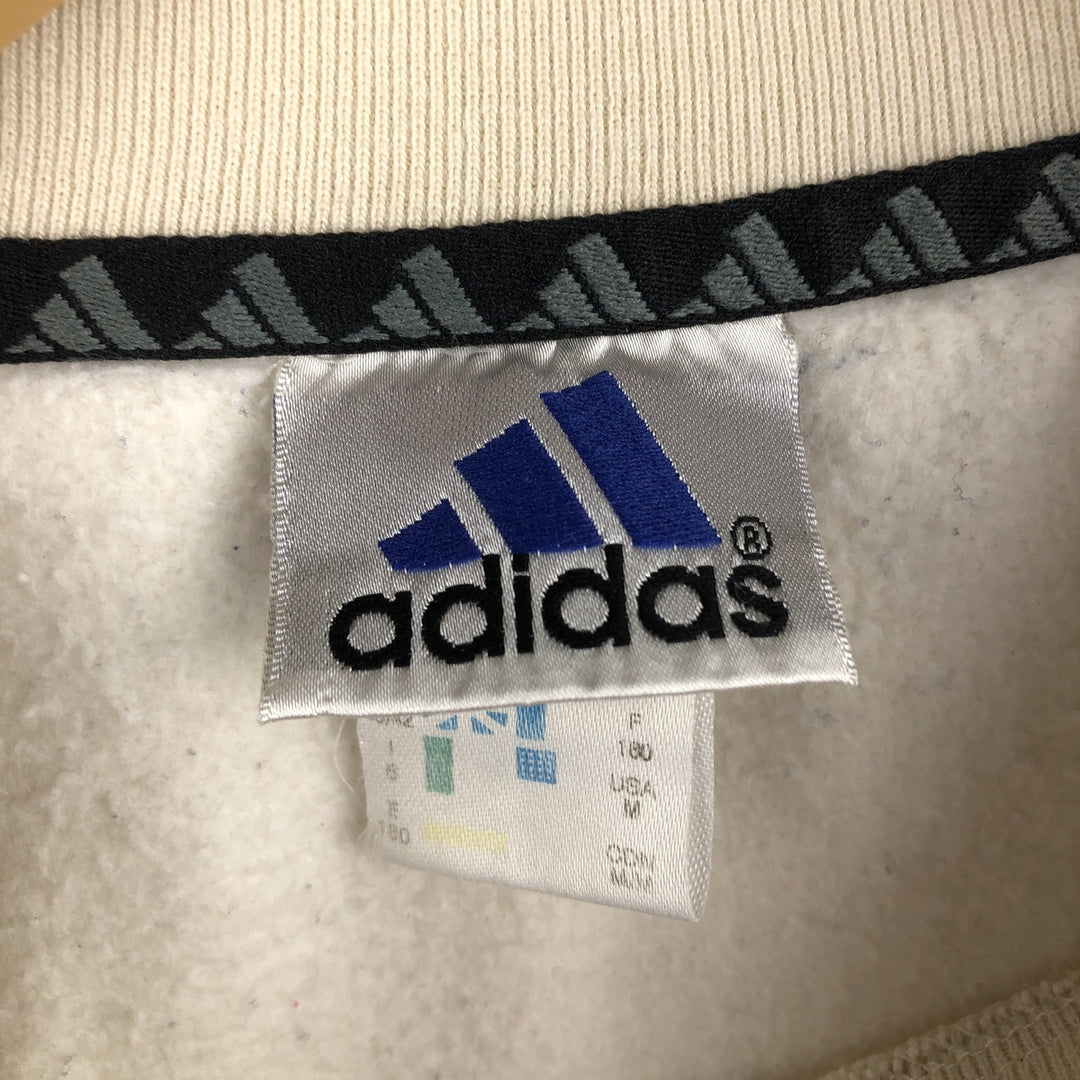 2000'S Adidas One-Point Logo Sweatshirt, Men's Size Medium cotton Beige type Vintage Second Hand