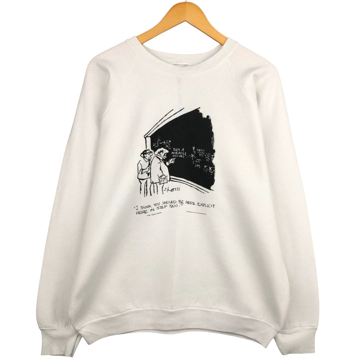 1980'S Fruit of the Loom Sydney Harris Message Print Sweatshirt, Made in USA, Men's XL cotton white type Vintage Second Hand