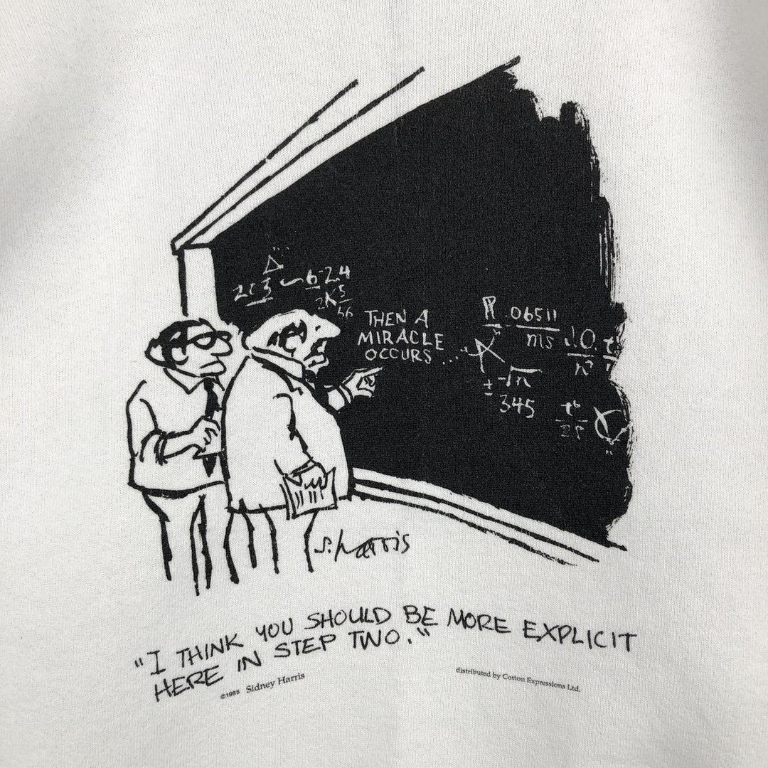 1980'S Fruit of the Loom Sydney Harris Message Print Sweatshirt, Made in USA, Men's XL cotton white type Vintage Second Hand
