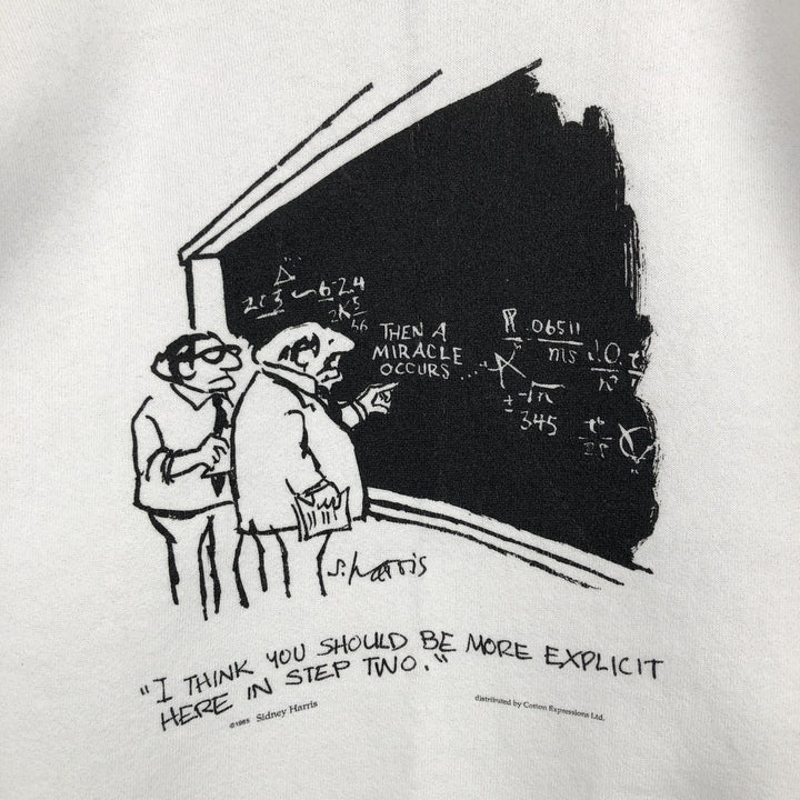 1980'S Fruit of the Loom Sydney Harris Message Print Sweatshirt, Made in USA, Men's XL cotton white type Vintage Second Hand