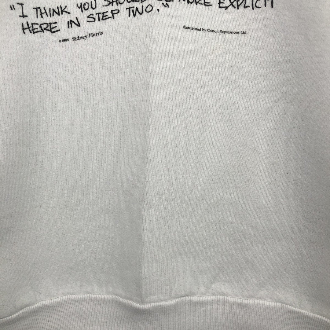 1980'S Fruit of the Loom Sydney Harris Message Print Sweatshirt, Made in USA, Men's XL cotton white type Vintage Second Hand