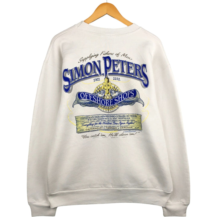 90'S ONEITA Vintage Printed Sweatshirt, Made in USA, Men's Size XL cotton white type Vintage Second Hand
