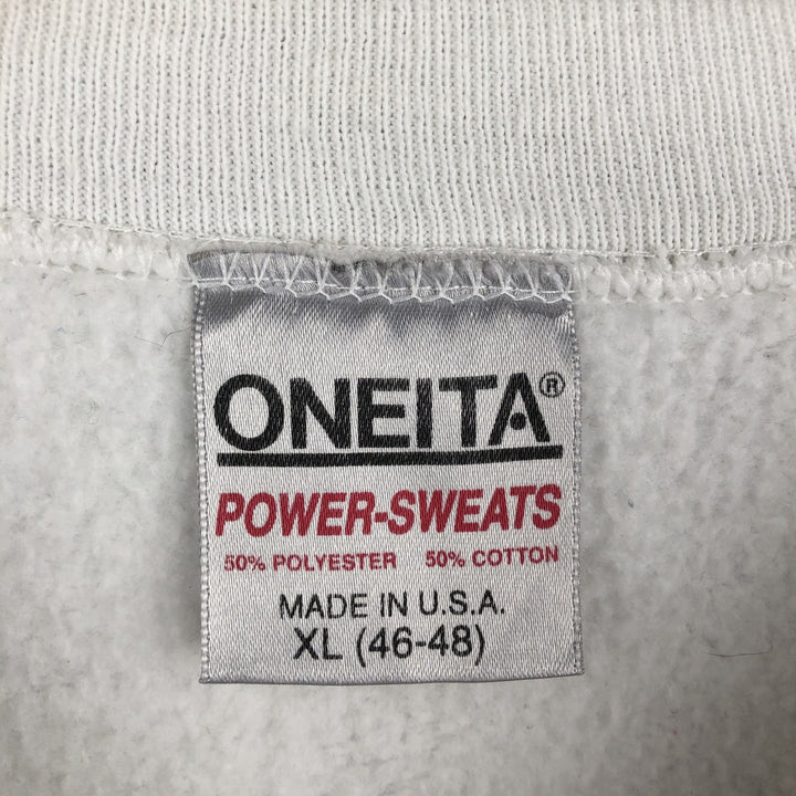 90'S ONEITA Vintage Printed Sweatshirt, Made in USA, Men's Size XL cotton white type Vintage Second Hand