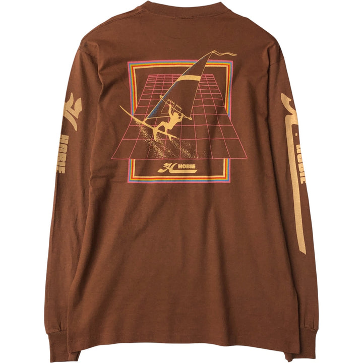 Vintage 1980'S Hobie Long Sleeve T-Shirt, Made in USA, Men's XL cotton brown type Vintage Second Hand