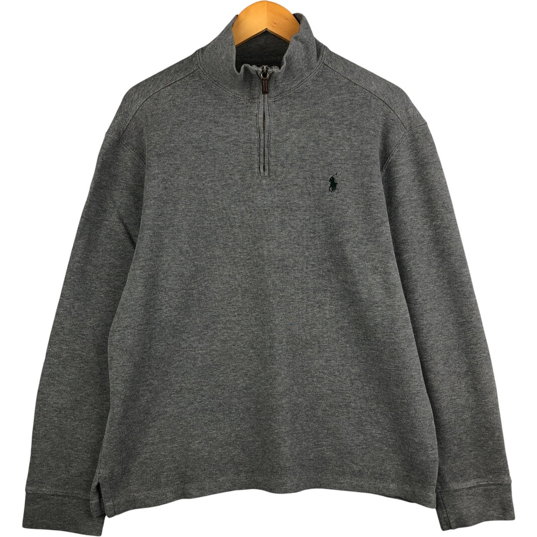 Ralph Lauren POLO by Ralph Lauren Half-Zip Sweatshirt, Men's Size L cotton gray type Vintage Second Hand