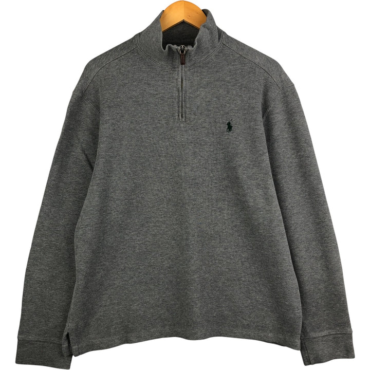 Ralph Lauren POLO by Ralph Lauren Half-Zip Sweatshirt, Men's Size L cotton gray type Vintage Second Hand