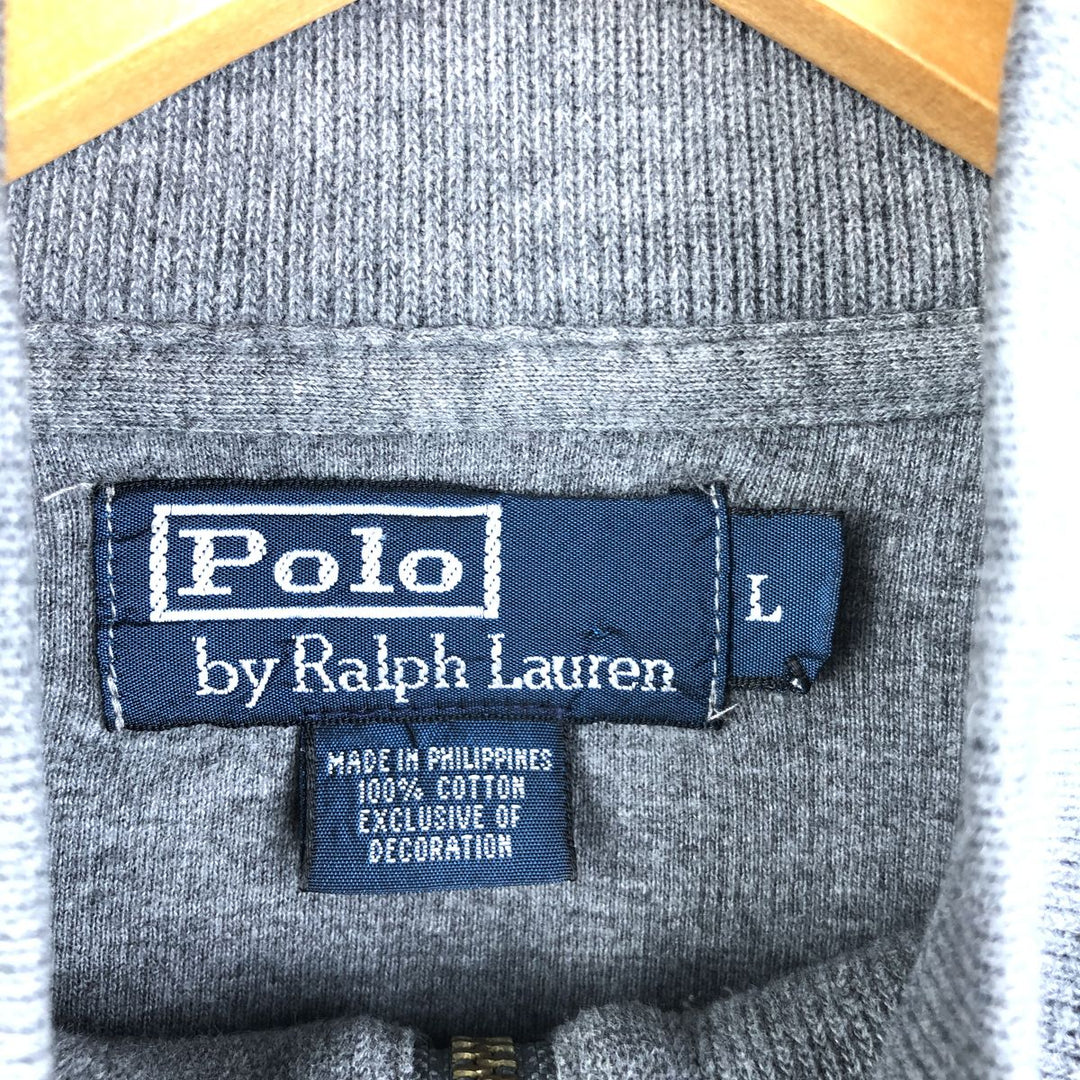 Ralph Lauren POLO by Ralph Lauren Half-Zip Sweatshirt, Men's Size L cotton gray type Vintage Second Hand