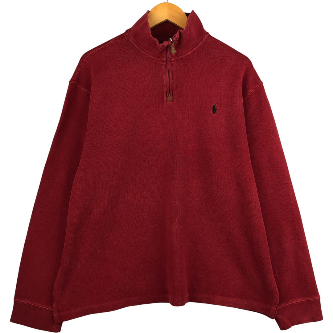 Ralph Lauren POLO by Ralph Lauren Half-Zip Sweatshirt, Men's XL cotton red type Vintage Second Hand