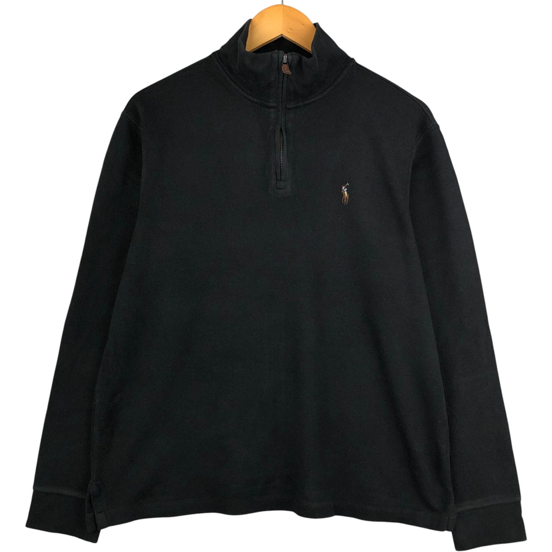 Ralph Lauren POLO RALPH LAUREN ESTATE RIB half-zip sweatshirt, men's size M cotton black type Vintage Second Hand