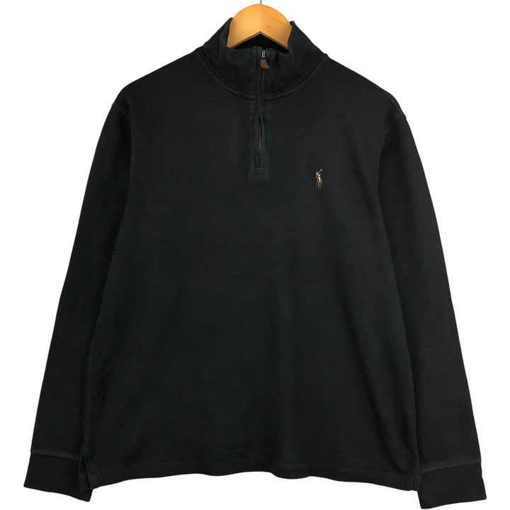 Ralph Lauren POLO RALPH LAUREN ESTATE RIB half-zip sweatshirt, men's size M cotton black type Vintage Second Hand