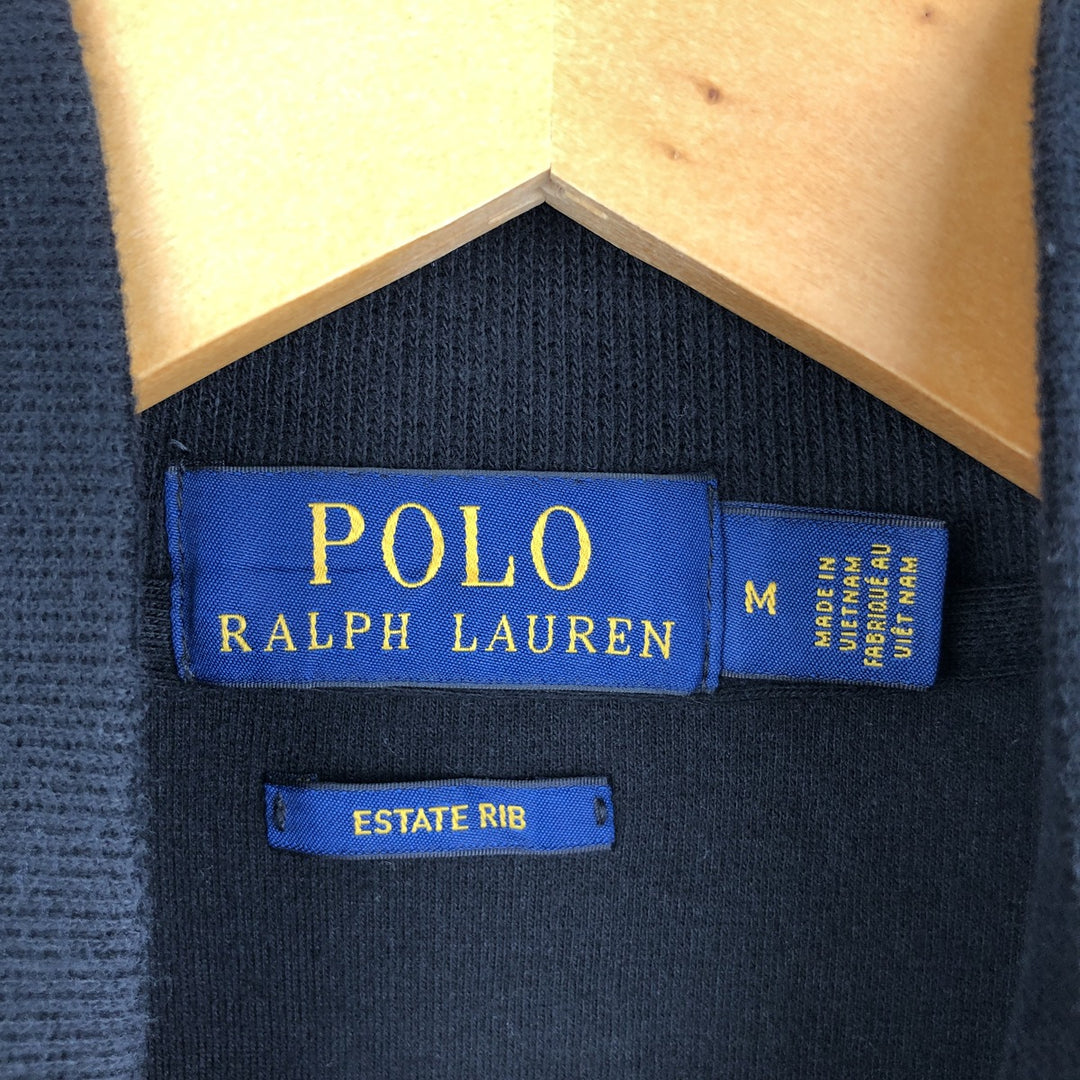Ralph Lauren POLO RALPH LAUREN ESTATE RIB half-zip sweatshirt, men's size M cotton black type Vintage Second Hand