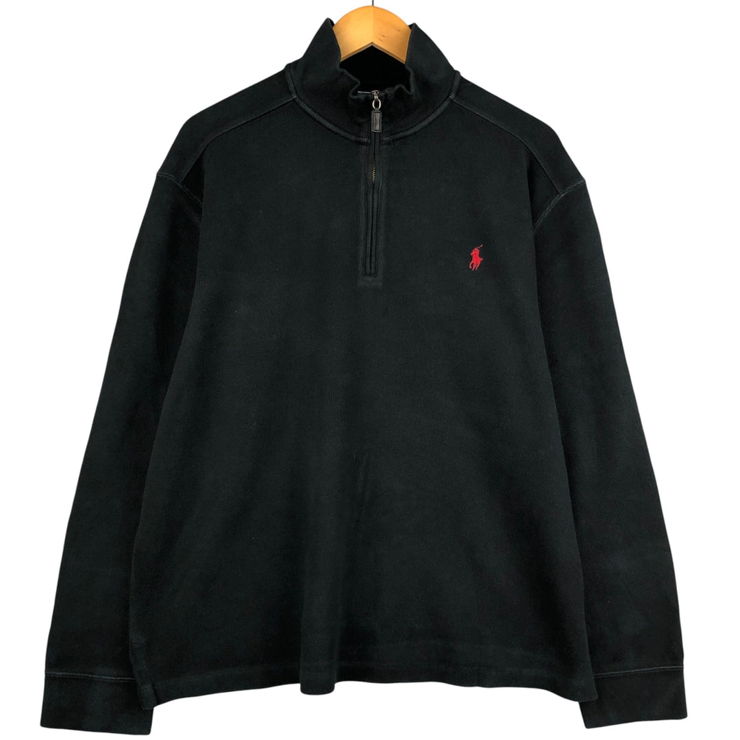 Ralph Lauren POLO by Ralph Lauren Half-Zip Sweatshirt, Men's XL cotton black type Vintage Second Hand