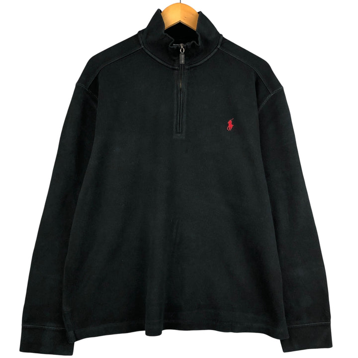 Ralph Lauren POLO by Ralph Lauren Half-Zip Sweatshirt, Men's XL cotton black type Vintage Second Hand