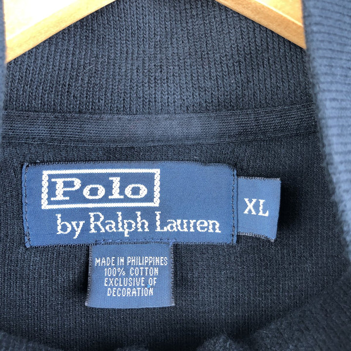 Ralph Lauren POLO by Ralph Lauren Half-Zip Sweatshirt, Men's XL cotton black type Vintage Second Hand